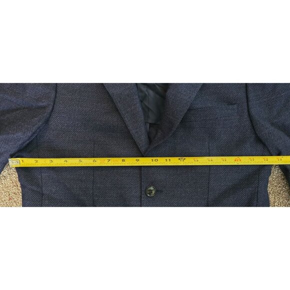 Calvin Klein Mens Slim Fit Navy Herringbone Blazer Two-Button Style 385 Short - Picture 7 of 9